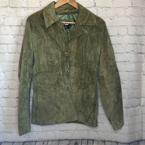 Vintage Y2K Wilsons Leather Leather Jackets Maxima Pea Green Suede Blazer Small